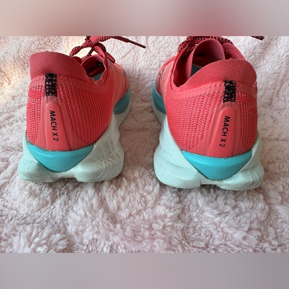 Hoka Mach X 2 Vibrant Coral and Aqua Sneakers 8W - Picture 6 of 12